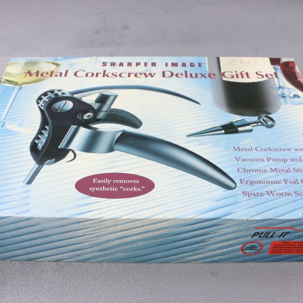 Sharper Image Wine Opener Set Corkscrew Pump Stopper Deluxe Gift Set Bar Tool